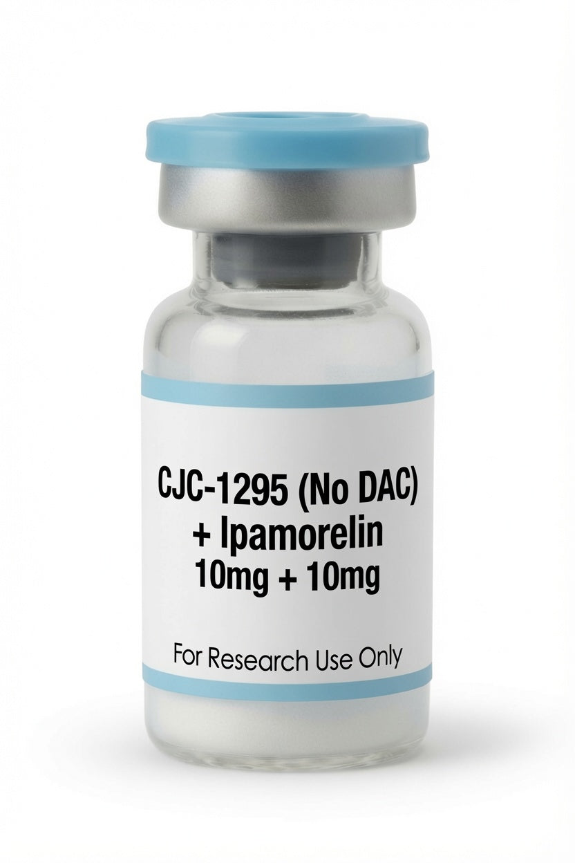 CJC-1295 (No DAC) 10mg + Ipamorelin 10mg research peptide wholesale kit vial, Pacific Peptides