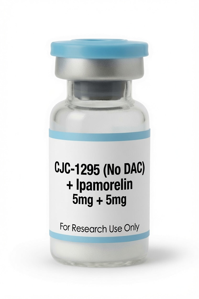 CJC-1295 (No DAC) 5mg + Ipamorelin 5mg research peptide wholesale kit vial, Pacific Peptides