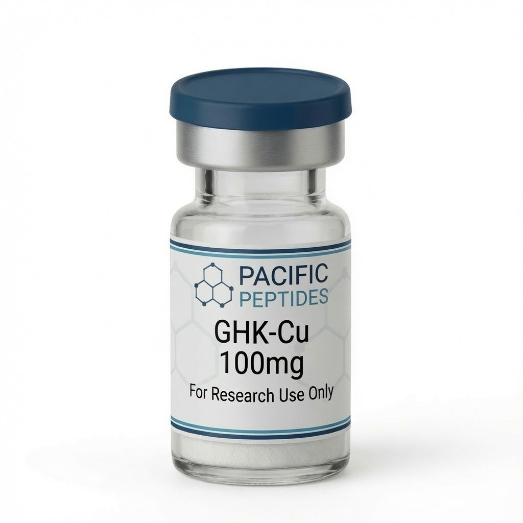 GHK-Cu 100mg research peptide vial, Pacific Peptides