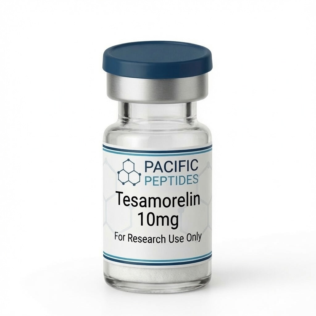 Tesamorelin 10mg research peptide vial, Pacific Peptides